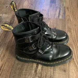 Dr. Martens 1460 Fenimore Bex Moto Boots in Black Polished/Smooth